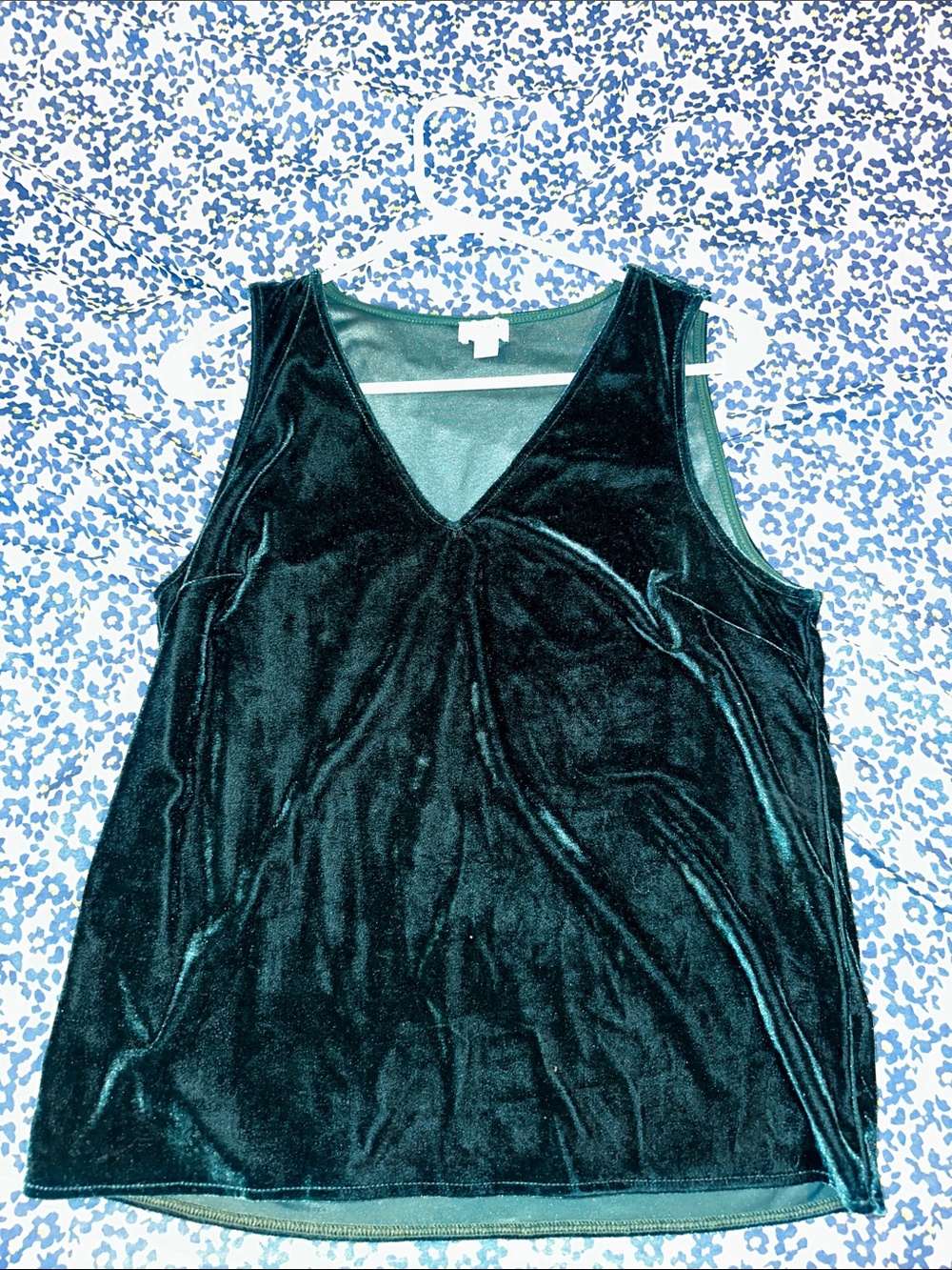 J. Crew Emerald Velvet V-Neck Sleeveless Tank